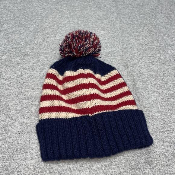 Red White Blue Patriotic Beanie USA American Flag Winter Hat Embroidered Stars - Picture 2 of 4